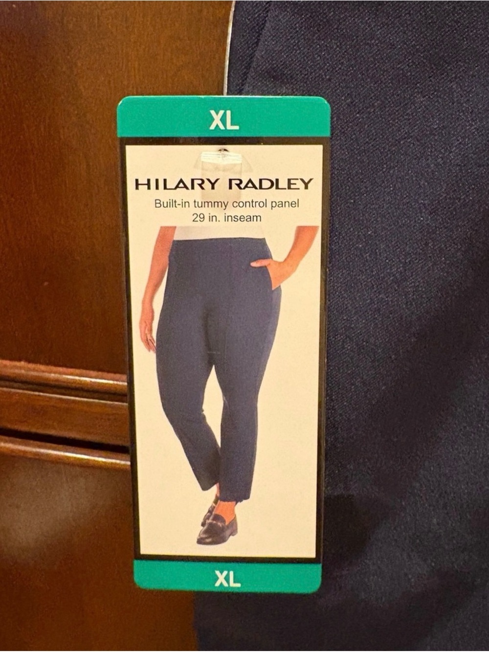 Hilary Radley Navy Cropped Tummy Control Ankle Pants - XL